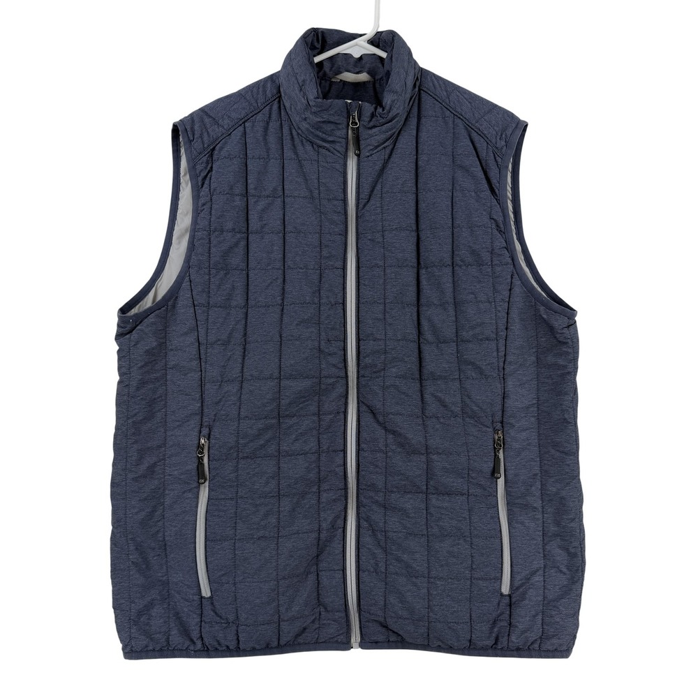 Cutter & Buck Vest Mens Large Blue CB WeatherTec Quilted Puffer Zipper Outdoor